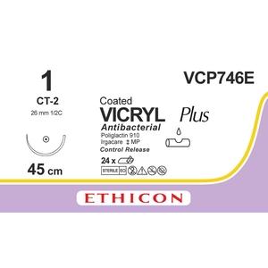 VICRYL PLUS фіолетовий 4X45см M4 USP1 одна голка CT-2 Control Release, тип колюча Taper Point, 26мм, 1/2 кола